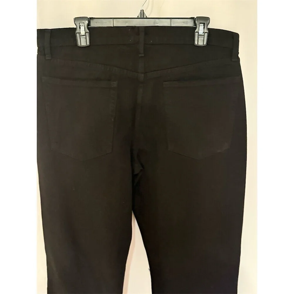 FRAME The Straight Baggy Jeans Womens Size 32 Black Wide-Leg Raw Hem